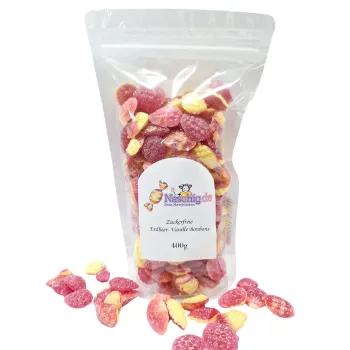 Naschig zuckerfreie Erdbeere Vanille Bonbons 400g